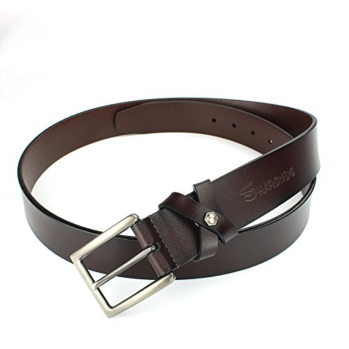 Sharonds - Ceinture pour homme en cuir véritable solide et boucle - Durable et robuste - Ceinture décontractée Cover