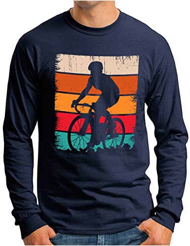 Vélo de route OM3 à manches longues vintage marine taille L pour hommes