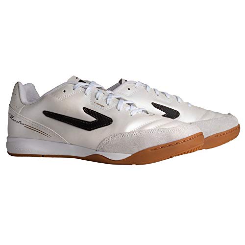 Chuteira Topper Maestro TD III Futsal, Masculino, Branco/Preto/Dourado, 42