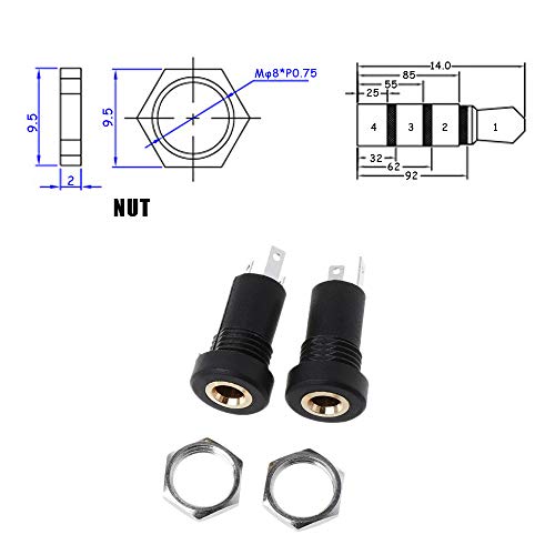 Ximimark 4 piezas conector de audio y video 3.5 mm miniatura 4