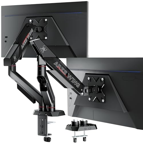 ARES WING - US ARES WING Dual Monitor Arm for 17-35 Inch Flat Curved Screens, Black