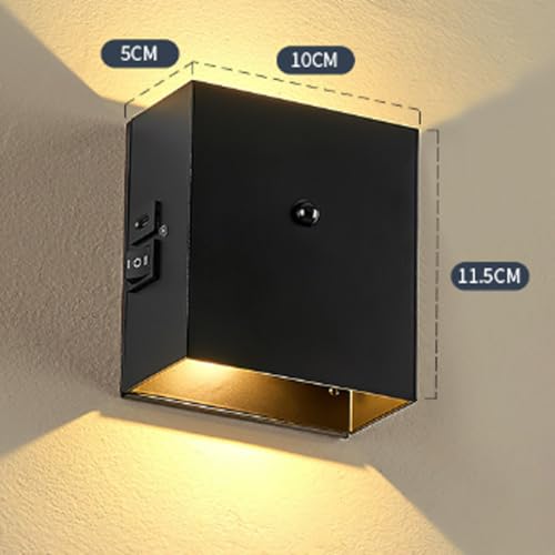 Aplique de pared interior LED moderno de aluminio negro rectangular con luz cálida USB 6