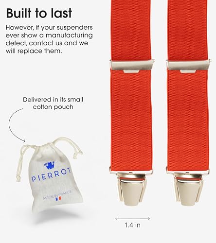 Image of PIERROT Men's Suspenders - One Size Adjustable and Elastic Suspenders for Men Trousers Heavy Duty with 4 Very Strong Clips
