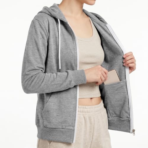 Image of GIVON Basic Lightweight Zip-Up Hoodie Long Sleeve Thin Jacket for Women with Plus Size