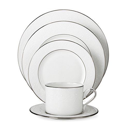 Lenox 585747-6381784 Floral Veil Bone China Platinum Banded Dinnerware Sets, White