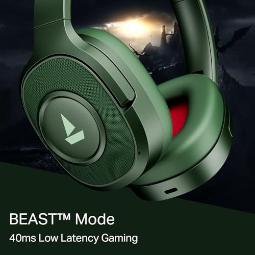 Image of Boat Rockerz Plus 550 ANC, (~40dB) Hybrid ANC, 80Hrs Playback, 40ms Low Latency Beast Mode, 40mm Drivers, BT v5.4, Bluetooth Headphones, Wireless Headphone with Mic (Green Militia)