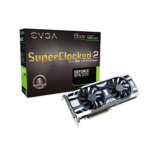 EVGA GeForce GTX 1070 SC2 Gaming, 8GB GDDR5, iCX Technology - 9 Thermal Sensors, Asynch Fans, Optimized Airflow Design Graphics Card 08G-P4-6573-KR
