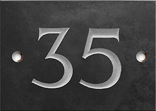 Engraved Slate House Number Sign - 1 to 99 (Select Your Number here) - Number 35 (Same Day Dispatch by 1st Class Post!!!) — image 1