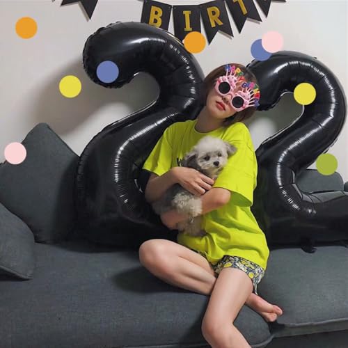 Image of 2 Balloon Numbers Birthday Decorations, 40In Black Balloons for Men Women | Eye-catching Appearance, Perfect Decorative Centerpieces, Convenient Self-sealing Structure, Widely for Various Occasions