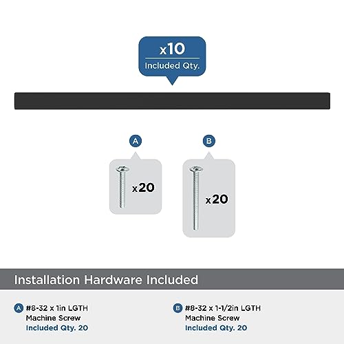 Image of Amerock 10 Pack 6-5 /16 inch Bar Pulls Square Matte Black Drawer Pull | 6-5 /16 inch (160mm) Center-to-Center Mounting Distance and 8-5 /8 inches Overall Length, Durable Zinc Cabinet Hardware