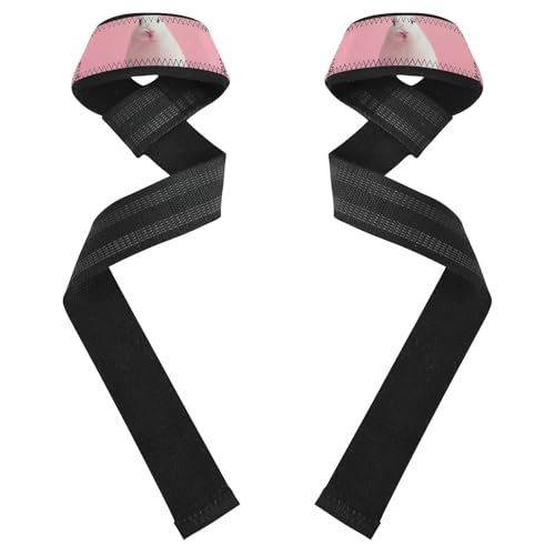 Nander Cute Rabbit Wrist Straps for Weightlifting,Lifting Straps with Neoprene Cushioned Wrist Padded and Anti-Skid Silicone for Strength Training,Bodybuilding,Deadlifting