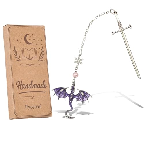 Pyotivol Vintage Fourth Wing Bookmark with Purple Dragon-Fantasy Aesthetic and Unique Sword Bookmarks Accessories Gifts for Reading Women Men Book Lovers Girls Teens Teachers and Students