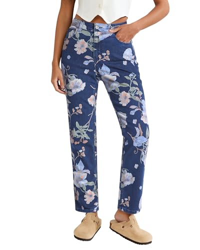 luvamia Straight Leg Jeans for Women Floral Printed Jeans Pants