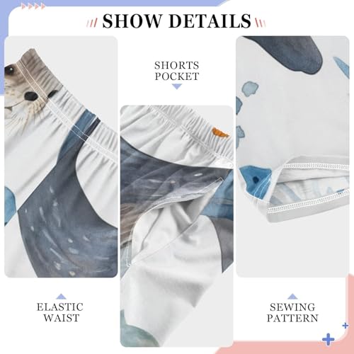 ZZXXB Otter Coral Boys Long Pants Soft Trousers Elastic Waist Kids Lounge Bottoms with Pockets S-XL4