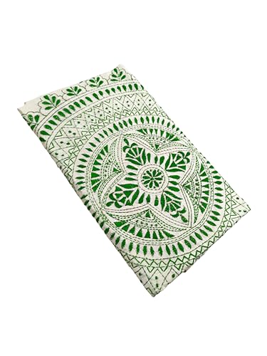 Image of SHRISTI CLOTHINGS Women's Hand Embroidered Cotton Silk Kantha Stitch Saree with Blouse Piece (SB420324 TWD81)