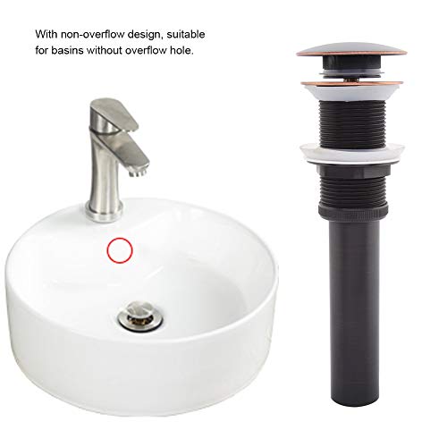 G1-1/4" Push and Seal Pop-up Drain Assembly Brass Sink Drain Stopper Bathroom Faucet Vessel Vanity Drain Stopper without Overflow(ORB) - Image 3