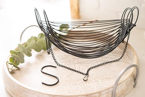 April & June 1234 Hanging Fruit Basket For Kitchen (Black)- 2 Tier Canoe-Shaped Iron Hanging Kitchen Baskets thumb #8