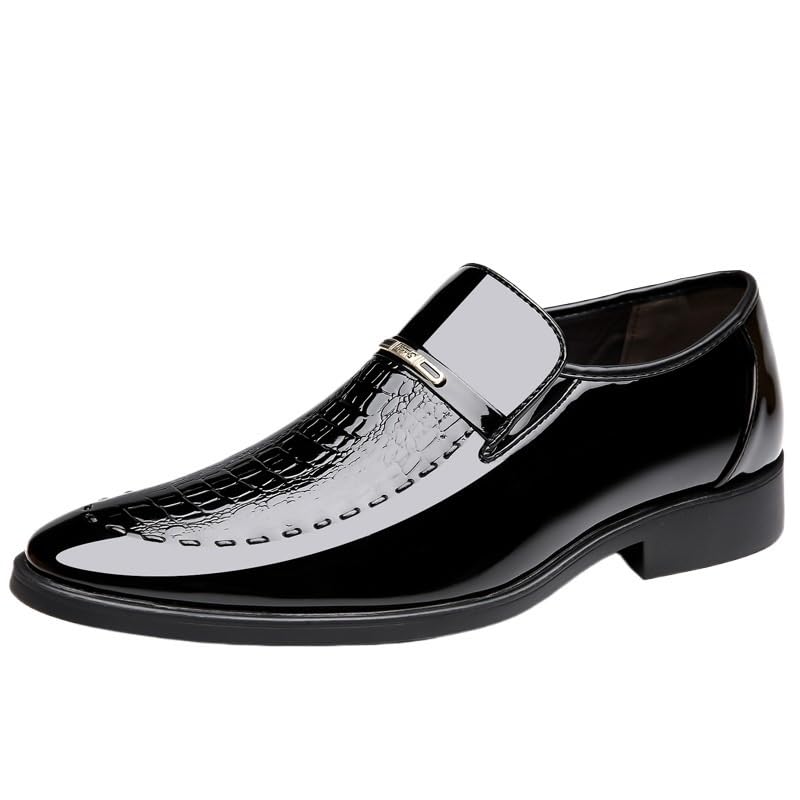 Mens Dress Oxford Slip Resistant Working Round Toe Slip-on Casual Pu Leather