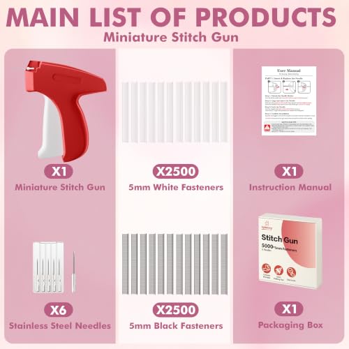 Image of Stitch Gun for Clothes, Tagging Gun, Quick Clothing Fixer, Red