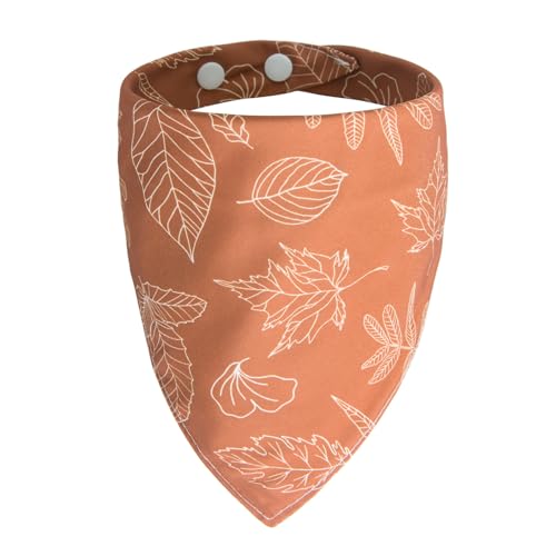 ICEMOOD Herbst-Bandana für Hunde – Herbstlaub Skizzen-Print, Dreieckstuch mit Druckknopf für Mädchen, perfektes Accessoire für das Erntedankfest, Mittel und Large, 16-40 Kg