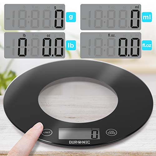 Duronic Digital Kitchen Scales KS7000, 1.5L Bowl, 5KG Capacity, Digital Display, Add & Weigh Tare, 1g Precision, Measure Ingredients for Cooking & Baking (Black Clear, 1.5L)