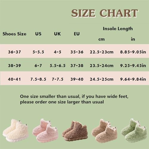 Winter Soft Warm Bootie Fluffy Plush Slip-On Booty Slipper, Women's Indoor Outdoor Lovely Fleece Booties (B,6-7)2