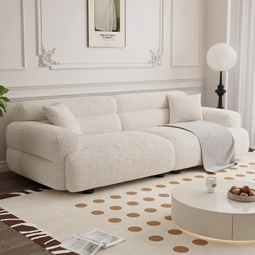 KIBONCY Sofá Moderno con Cojines Gruesos, sofá de Asiento, sofá seccional para Cualquier Sala de recreación, Sala de Juegos o Dormitorio White-1.8m