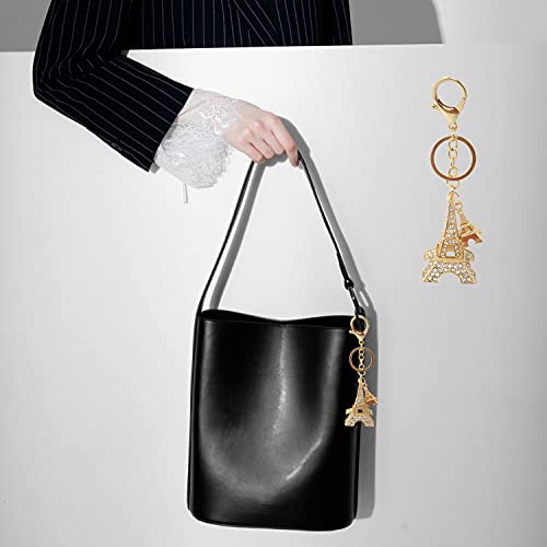 Honbay 2Pcs Metal Crystal Eiffel Tower Keychain Blingbling Rhinestone 3D Cubic Eiffel Shape Keyring French Souvenirs Keychains For Car Phone Purse Bag Decoration (2 Color) #TOP4