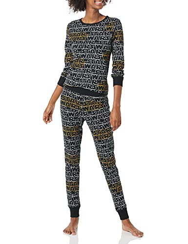 Amazon Essentials Disney | Marvel | Star Wars Damen Eng anliegende Baumwoll-Schlafanzüge, Star Wars Logo - Womens Snug-fit, M