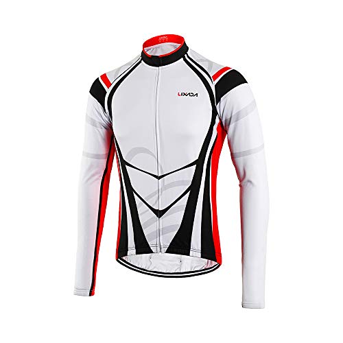 Chaqueta de ciclismo acolchada roja y blanca para hombre XL miniatura 3