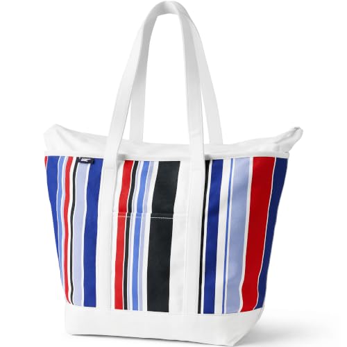 Image of Lands' End Zip Top Long Handle Canvas Tote Bag