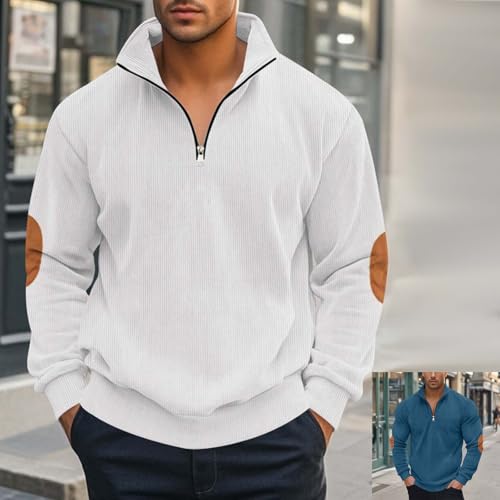 Cambkatl Men's Quarter Zip Corduroy Sweatshirts Loose Stand Collar Long Sleeve 2025 Fall Winter Pullover Workout Tops2