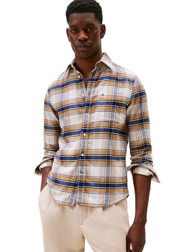 Image of Tommy Hilfiger Men's Long Sleeve Oxford Shirts in Regular Fit, Men's Button Down Shirts, Also Available in Big and Tall