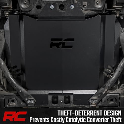 Image of Rough Country Catalytic Converter Shield for Toyota Tacoma 4WD (2016-2023) 3.5L, V6 - 14-Gauge Steel Anti Theft Skid Plate
