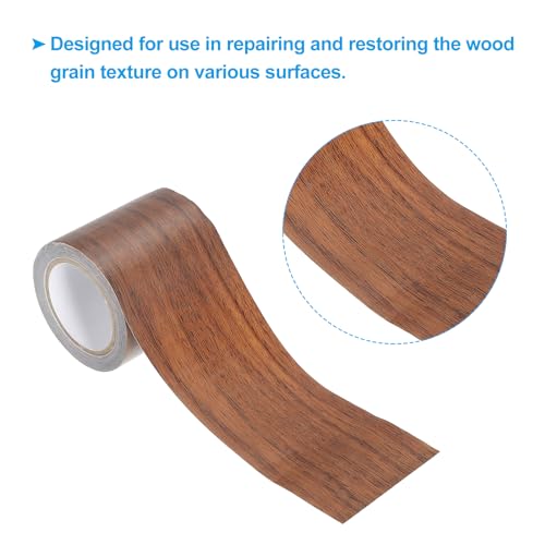 Image of PATIKIL Wood Grain Repair Tape 2.2 inch X15', 4 Pack Self Adhesive Realistic Textured Repair Tape Patch for Floor Door Table Cabinets Desk, Dark Brown Oak