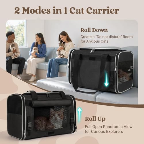 Image of rabbitgoo Cat Carrier Soft with Rollable Flap, Travel Safe for Car Airline
