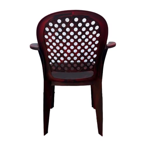 Image of Cello Crystal Armrest Plastic Chair with Matt Finish | Chairs for Home, Garden, Living Room Indoor and Outdoor Use (Colour: Rosewood, Set of 2)