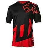 Wisdom Leaves Men's Mountain Bike Jersey Short Sleeve MTB Jersey Cycling Bike Shirt Downhill Motocross T-Shirt Black Red