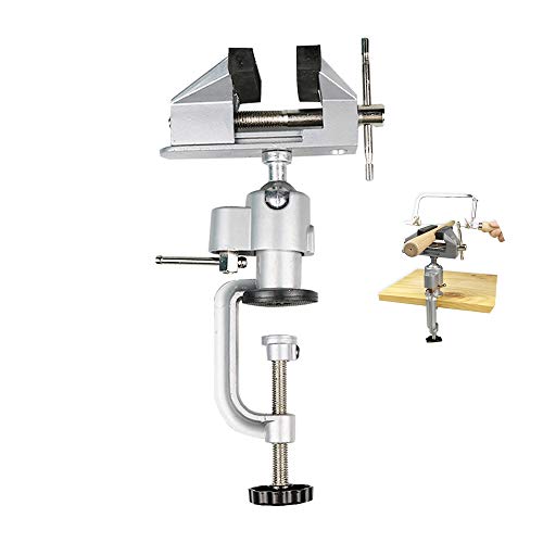 HIPOGT Table Vise Clamp Bench Vise Woodworking Vise with Anvil 360Â° Swivel Vice for Workbench Table Clamp Vise Grip, Cutting Conduit, Drilling, Metalworking