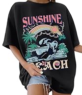 MATERIAL: This summer Women's T-shirts made of soft, breathable and durable 100% cotton fabric, ensuring ultimate comfort and breathability , keep you fresh even on hot summer days. STYLISH PRINT: The front of the oversized t-shirt is vintage printed...
