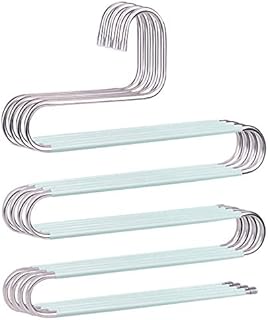 devesanter Pants Hangers Space Save Non-Slip 4 Pack S-Shape Trousers Hangers Stainless Steel Clothes Hangers Closet Storage Organizer for Pants Jeans Scarf Hanging Green