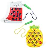 QZMTOY Wooden Lacing Toy, Cat Pineapple Threading Toys Toddler Activities Fine Motor Skills...