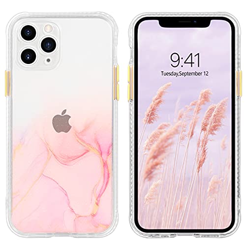 BENTOBEN iPhone 11 Pro Max Phone Case, Slim Fit Shockproof Protective Hybrid Hard PC Soft TPU Bumper Drop Protection Non Slip Girls Women Boy Men iPhone 11 ProMax Cover 2019, Clear Pink Marble Design