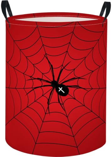 Image of Baby Laundry Basket Baby Nursery Hamper Kids Laundry Basket Toy Storage Bin for Boys Room Decor Gift Baskets for Bedroom Bathroom(Spider Web)