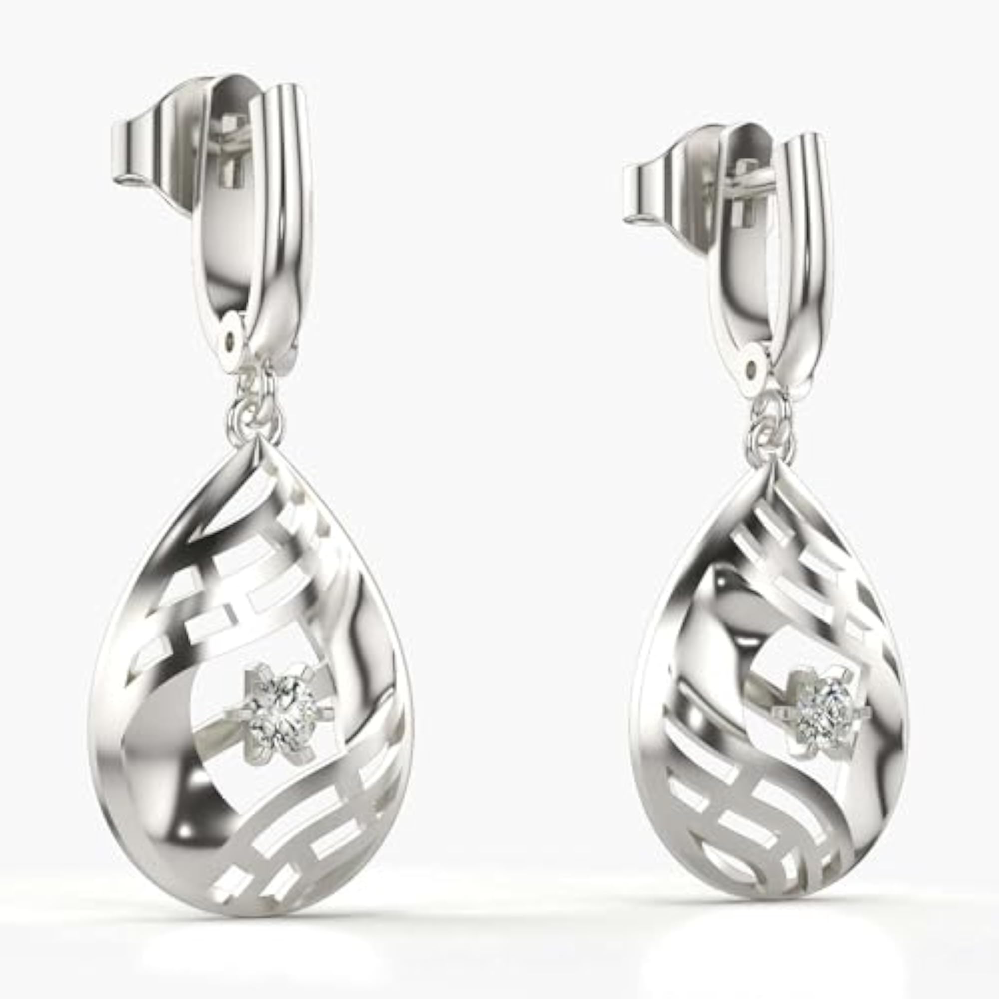Women's Stylish Sterling Silver & Lab Grown Diamond 0.11cts Earrings