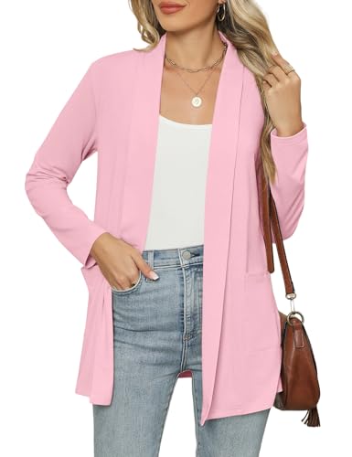 Image of Micoson Long Sleeve Lightweight Thin 2025 Summer Cardigan for Women Casual Loose Fit Kimono Cover Up with Pockets