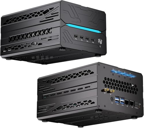 Kinupute Mini AI Server PC, Desktop Gaming Computer Ryzen 7 9800X3D, 32G DDR5, 1T M.2 PCIE4.0 SSD, Win-11 Pro, GeForce RTX5060Ti 16G, Six Display, HDMI/DP/Dual Type-C, 8K, Dual 2.5G LAN, WiFi7