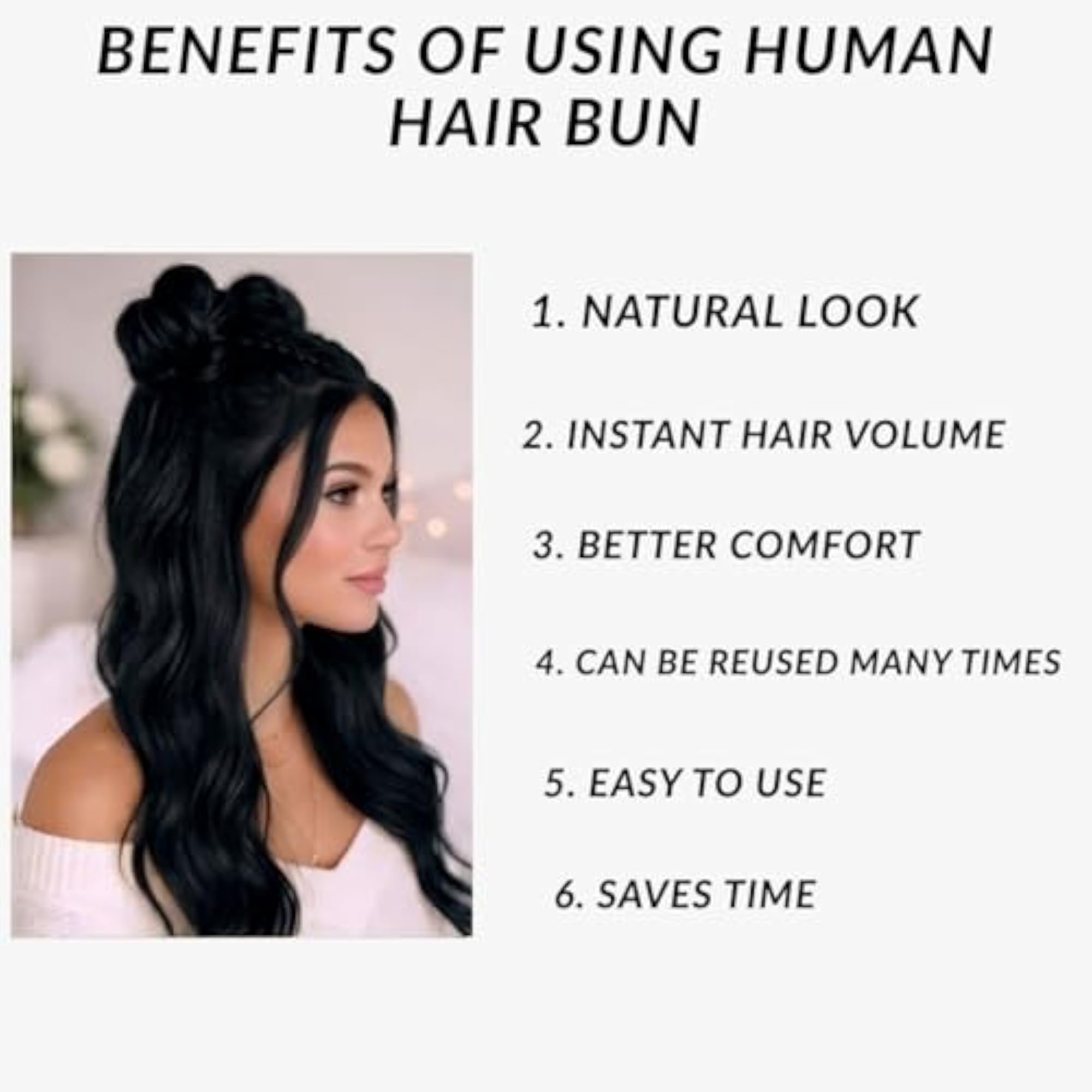 Women Human Hair Bun Extension Piece, Pack of 2