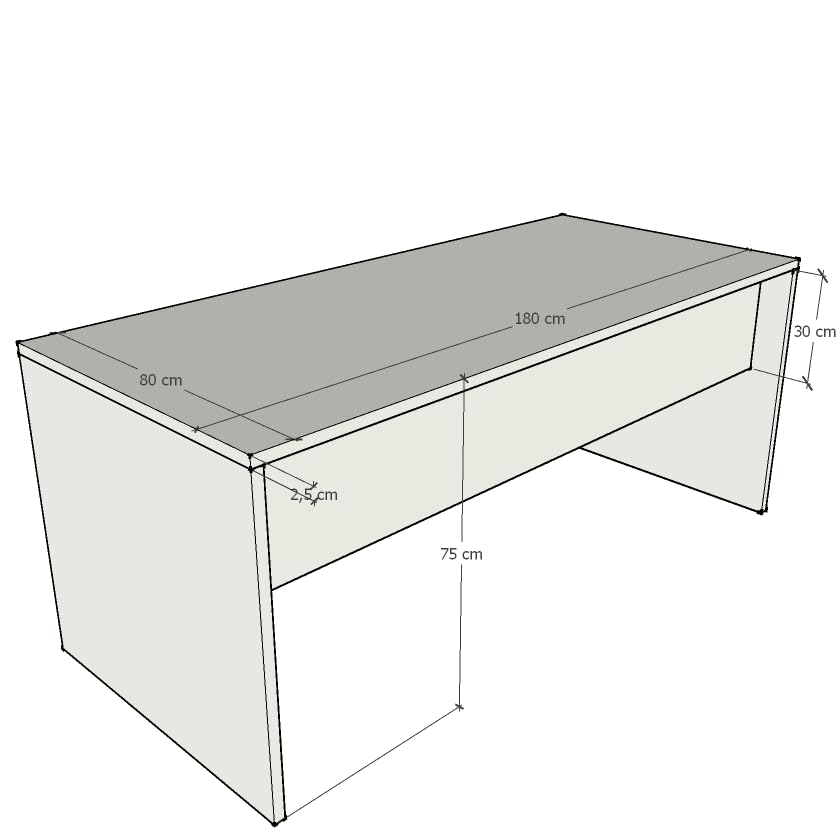 OFICIT Escritorio Mesa de Oficina en Color Blanco con Tablero Olmo, 180x80cm. FABRICACIÓN Nacional.