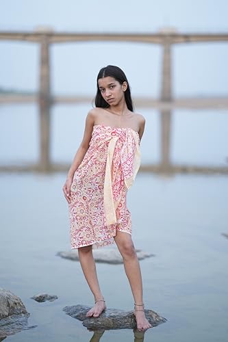 Boho Chic Wrap – Hand Block Printed Cotton Sarong Block Print Wrap Skirt – Lightweight Cotton for Summer Versatile Beachwear & Wrap2